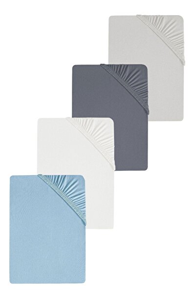 COTENCONCEPT 4 قطع ملاءة سرير مزدوجة من القطن العادي مقاس 200 × 200 سم من القطن الممشط المرن