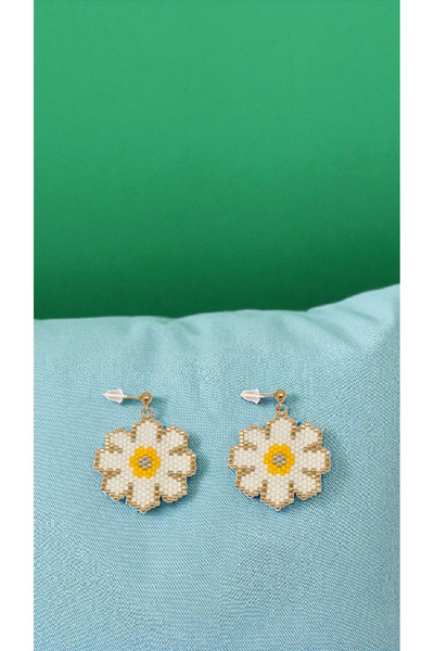 SEARD Miyuki Beads Handmade Daisy Earrings 1 Dangle