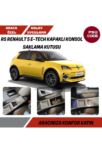 psa code R5 Renault 5 E-Tech kapaklı konsol saklama kutusu