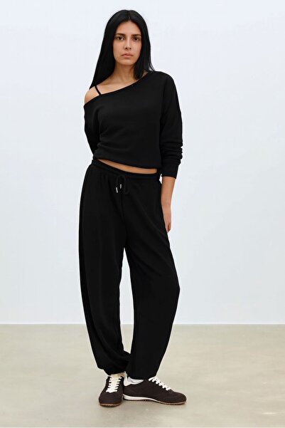 Machetta Women's New Boat Neck Sweatshirt Sweatpants Two-Piece Bottom Top Set