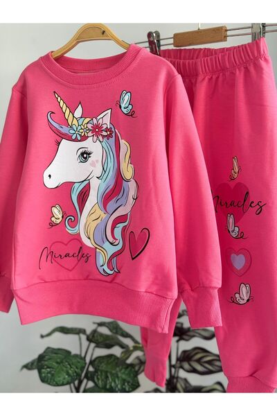Yağmur Giyim PJK2İ Set de trening pentru fete, 100% bumbac, cu model unicorn,...