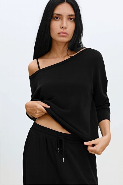 Machetta Women's New Boat Neck Sweatshirt Sweatpants Two-Piece Bottom Top Set