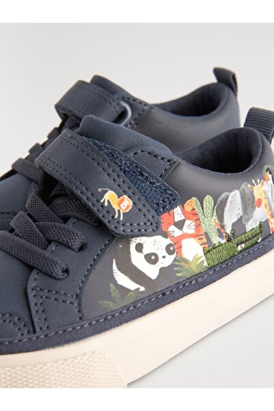 Next Baby Navy Blue Animal Patterned Comfortable Sole Sneaker