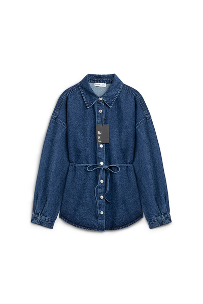 praye oversized Τζιν μπουφάν με κορδόνια σκούρο μπλε