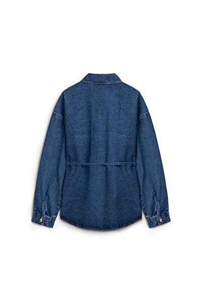 praye oversized Τζιν μπουφάν με κορδόνια σκούρο μπλε