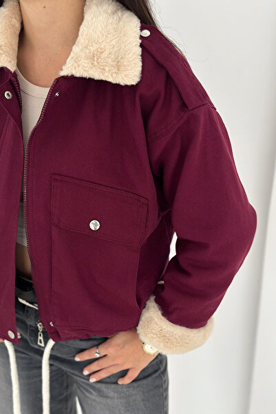 Noa Noa Women's Plush Detailed Zippered Coat – Warm & Urban Style