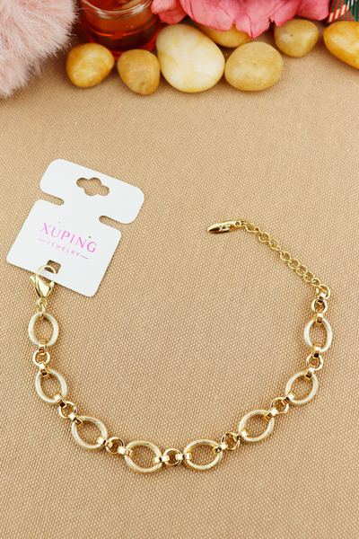 Keyifli Hayaller Xuping Vip Bileklik - Xuping Çizgili Halka Zincir xuping Gold Zincir Bileklik Kararmaz 18+3cm