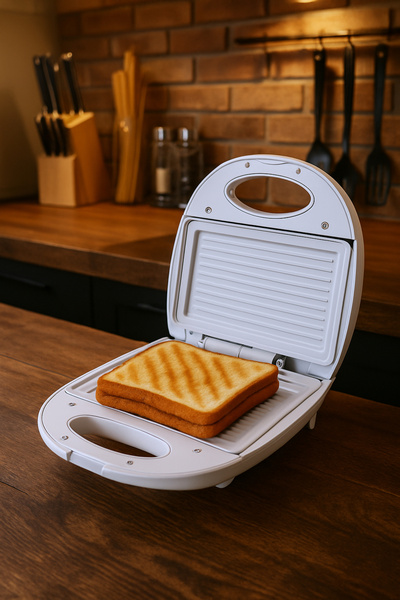 woodhub Mini seramik tost makinesi, beyaz renk, pratik ve şık tasarım