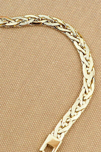 Keyifli Hayaller Xuping Vip Bileklik - Xuping Çizgili Örgü Zincir xuping Gold Zincir Bileklik Kararmaz 19cm