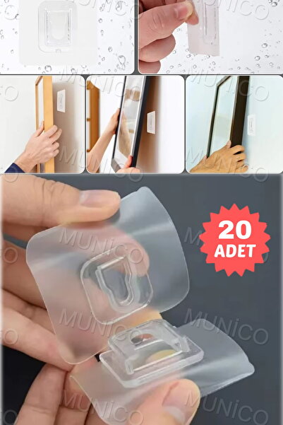Munico 20 Set Yapışkanlı Geçmeli Askı Banyo, Mutfak ve Dekorasyon İçin Pratik...