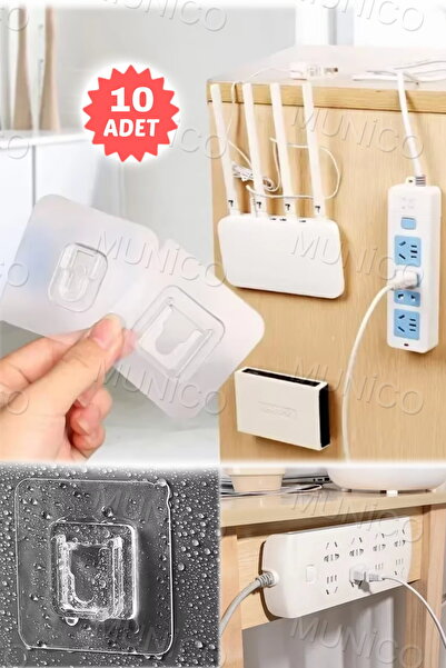 Munico 10 Set Yapışkanlı Geçmeli Askı Tuvalet Fırçası Saksı Çöp Kutusu İçin S...