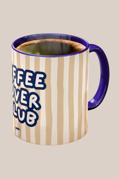 Midas Design Coffee Lover Club Themed Porcelain Design Coffee Cup