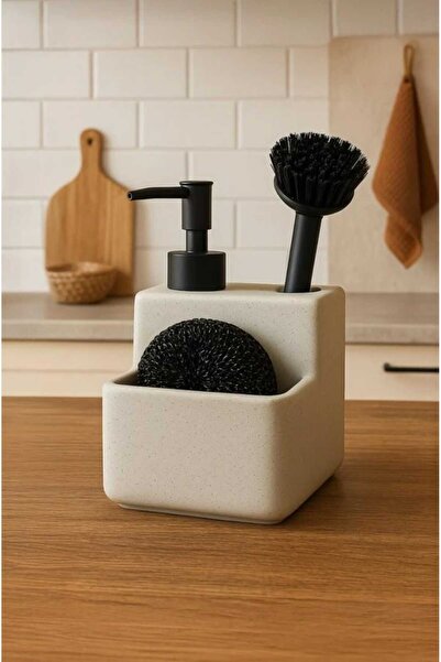 Home Süngerli Frıçalı Tezgah Üstü Mutfak Banyo Sıvı Sabunluk Takımı 400 Ml - ...