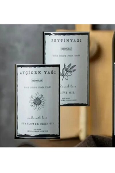 BÜYÜLÜ HOME Ayçiçek yağı Zeytinyağı Yağdanlık Şisesi Etiketi