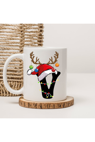Er-Se Tasarım Special Design V Letter Mug Cup Per Year, Gift for a Friend, Ne...