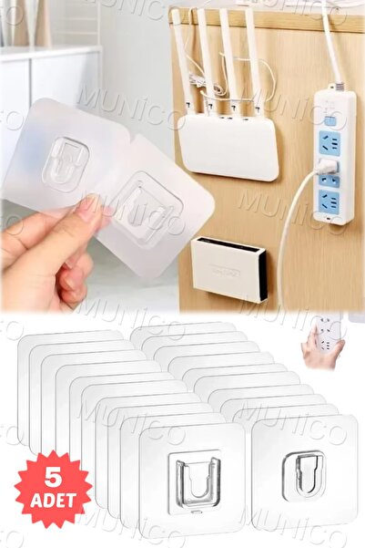 Munico 5 Set Yapışkanlı Geçmeli Askı Tuvalet Fırçası Saksı Çöp Kutusu İçin Sa...