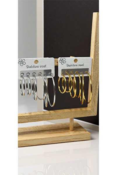 Kokoş حلقات أذن فضية اللون من الفولاذ، مجموعة من 5 قطع