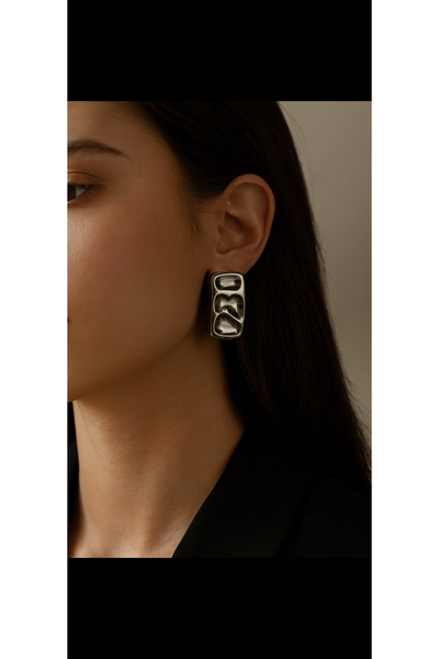 Kokoş Stylish and Modern Steel Earrings Silver Color