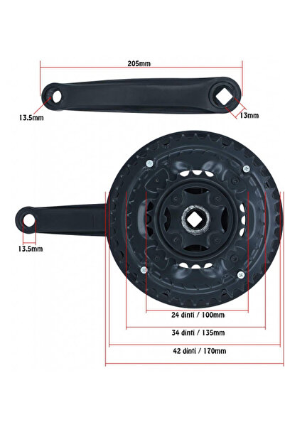 China Angrenaj MTB pentru bicicletă (42T-34T-24T) - negru