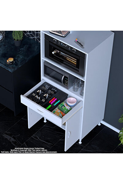Modilayn BİRCE LİNA XL-70 x 162,4 x 48 cm MİNİ MİDİ MİKRODALGA FIRIN DOLABI 1 ÇEKMECE 2 KAPAK 4 GÖZ RAFLI