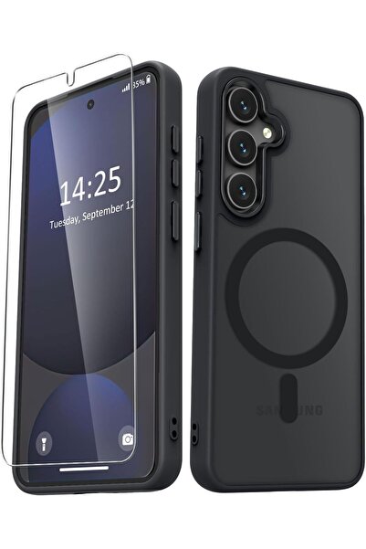 Kipgsm Samsung Galaxy S23 Fe Uyumlu Ekran Koruyuculu Kılıf Magsafe Sarj Destekli Kamera Çıkıntılı Mat Kapak