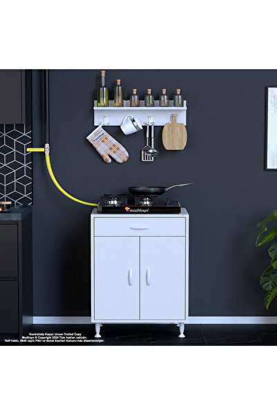 Modilayn BİRCE L-65 x 87 x 48 cm Kapaklı Set Ocak Altı Dolap ve Baharat Rafı