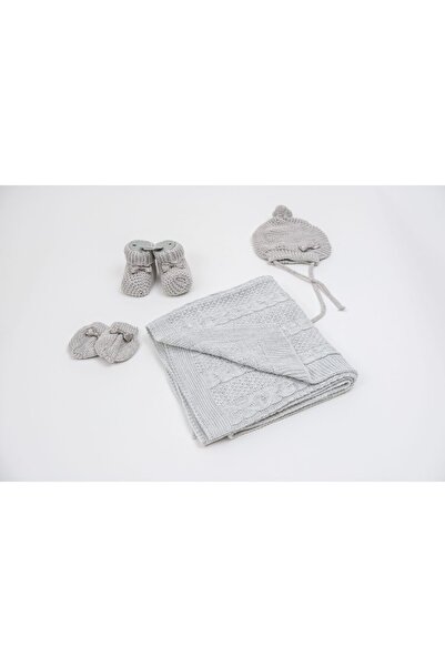 N@zence طقم أطفال محبوك مكون من 4 قطع |   بطانية، قبعة، جوارب، قفازات - إصدار...