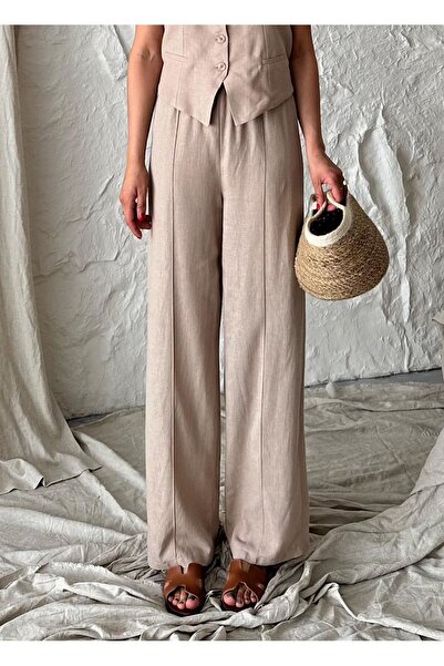 GAMZE ALPTEKİN Camel Vest Trousers Set