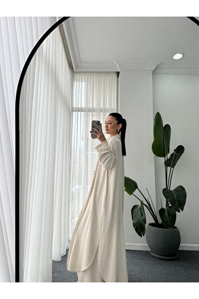GAMZE ALPTEKİN Kimono Attach Long Maxi Size Shirt Pants Suit