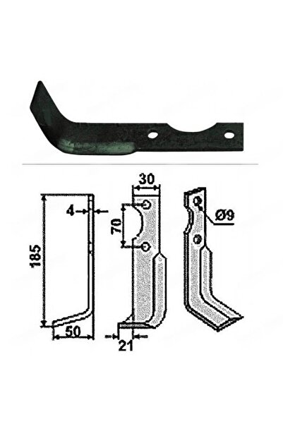 TAIWAN Cuțit stânga motocultor 185mm x 30mm AGRIA