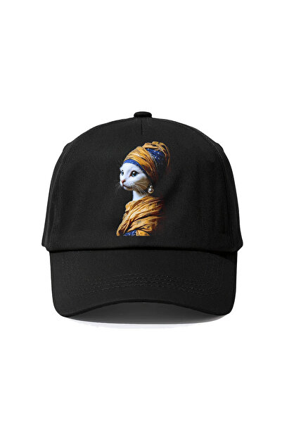 l'eivor قبعة نسائية بتصميم أورينتاليست مطبوع عليها قطة