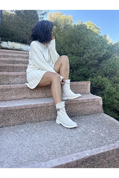 C Bulut Collection Floria Bej Süet Toka Detaylı Kadın Bot