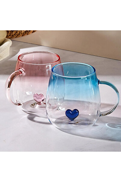 Empressco Şık 2'li Cam Kupa Seti 400 ml, Gri, günlük kullanım için ideal