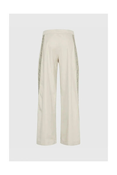 Calvin Klein Kadın Yüksek Bel Geniş Paça Rahat Kesim Beyaz Pantolon LV044D612G-GTR