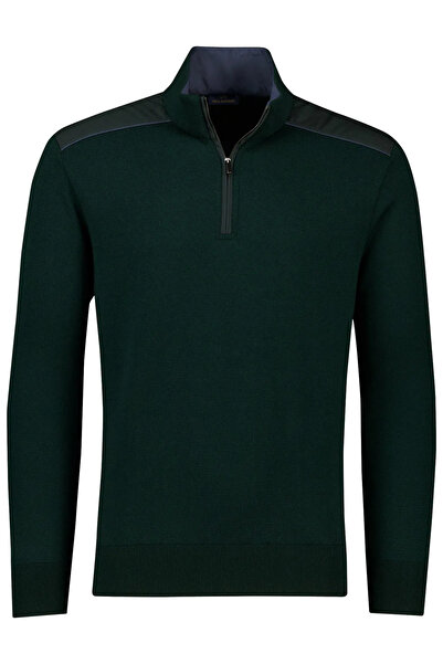 PAUL&SHARK Men's Regular Fit 100% Wool Long Sleeve Half Zip Knitwear Green Knitwear 15311131-852