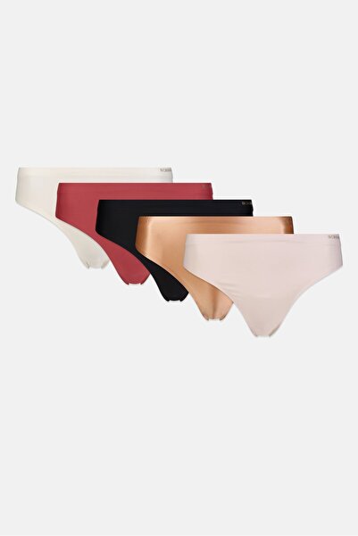BCBGMAXAZRIA Women 5 Pieces Brand Logo Thong, Multicolor