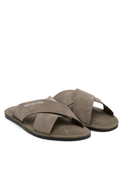 Karl Lagerfeld Ανδρικές σαγιονάρες γκρι KARL LAGERFELD-KL70214 5KK COMBAT SUEDE