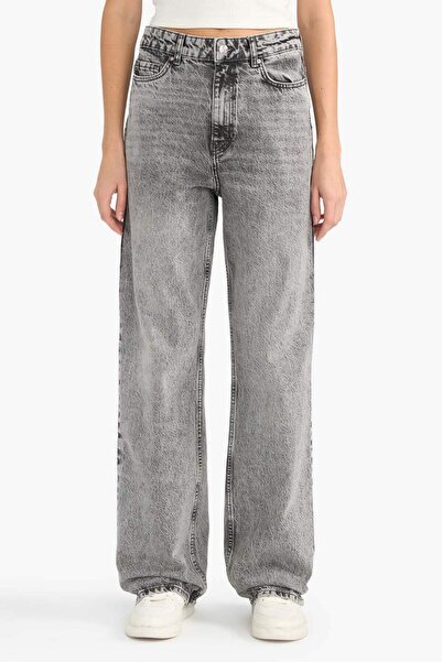 DeFacto Straight Fit Yüksek Bel Uzun Jean Yıkamalı Pantolon G3543AX25CW