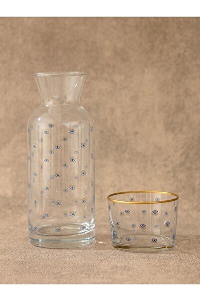 Empressco Beyaz Göz Baskılı 700 ml Bardaklı Sürahi, şık ve kullanışlı ev deko...