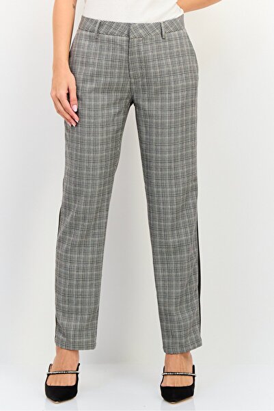 Reiko Women Cigarette Fit Mid Waist Checkered Dress Pants, Multicolor