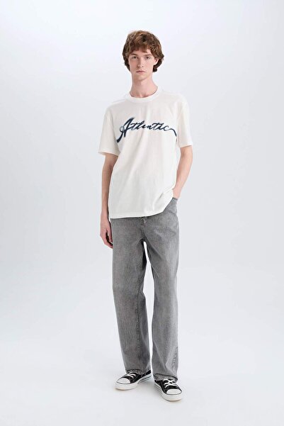 DeFacto Tricou cu mânecă scurtă, 100% bumbac, cu decolteu rotund, cu imprimeu E3428AX25HS