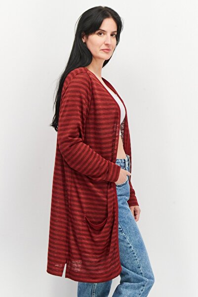 Gerry Weber Women Open Front Stripe Cardigan, Red
