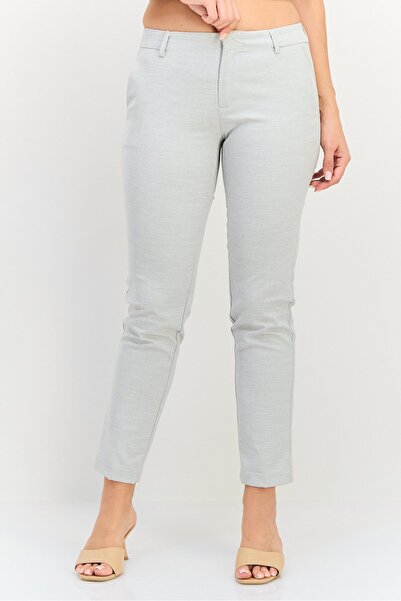 Reiko بنطلون نسائي رسمي بطبعة شبكية دقيقة، رمادي فاتح