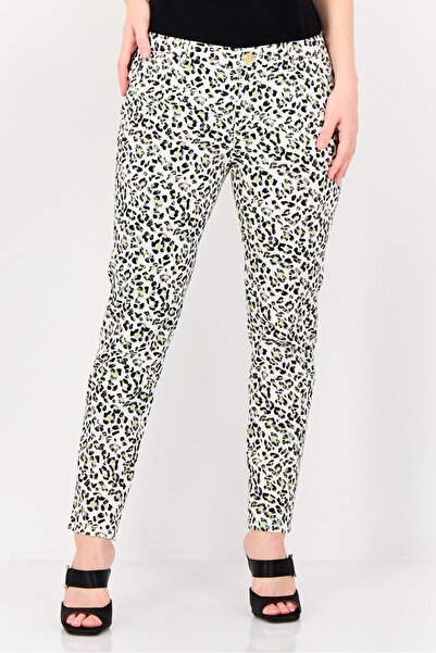 Reiko Women Cropped Fit Animal Print Chino Pants, Multicolor
