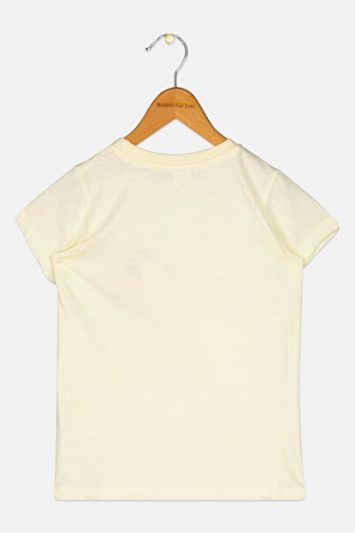 PEANUTS Kids Girl Graphic Print Short Sleeve Top, Light Yellow