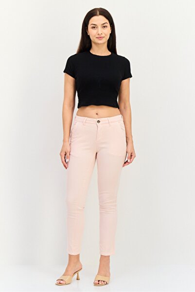 Reiko Women Chino Fit Solid Skinny Pants, Pink
