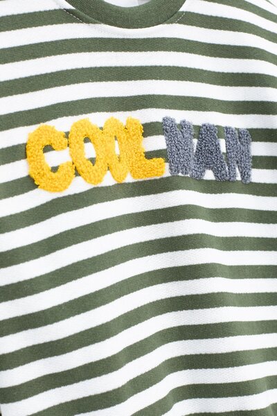 Cansın Mini Green Boy's Letter Embroidered Embroidered 2-Piece Set 22704