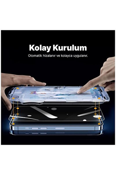 Zebana Apple iPhone 17 Pro Max Uyumlu Kolay Takma Aparatlı Cam Ekran Koruyucu...