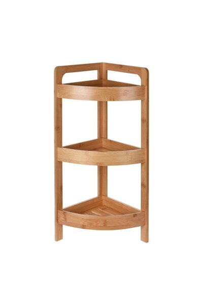 Bathroom Solutions Raft de baie, din bambus, cu 3 rafturi, colț, 23x23x61 cm,