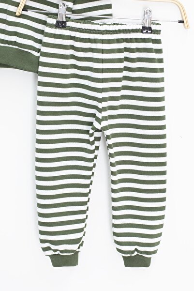 Cansın Mini Green Boy's Letter Embroidered Embroidered 2-Piece Set 22704